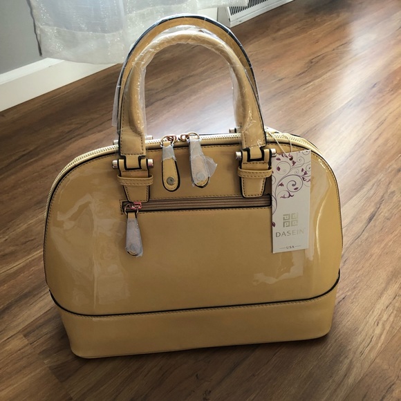 Dasein Handbags - Fade-in Patent Dome ZIP Around Flat Bottom Bag